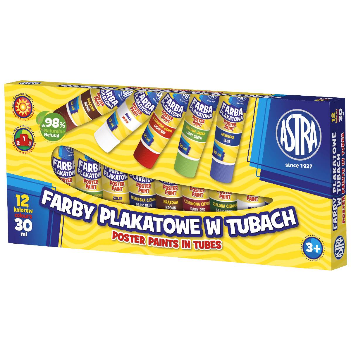 Astra farby plakatowe w tubach 12 kol. 30ml