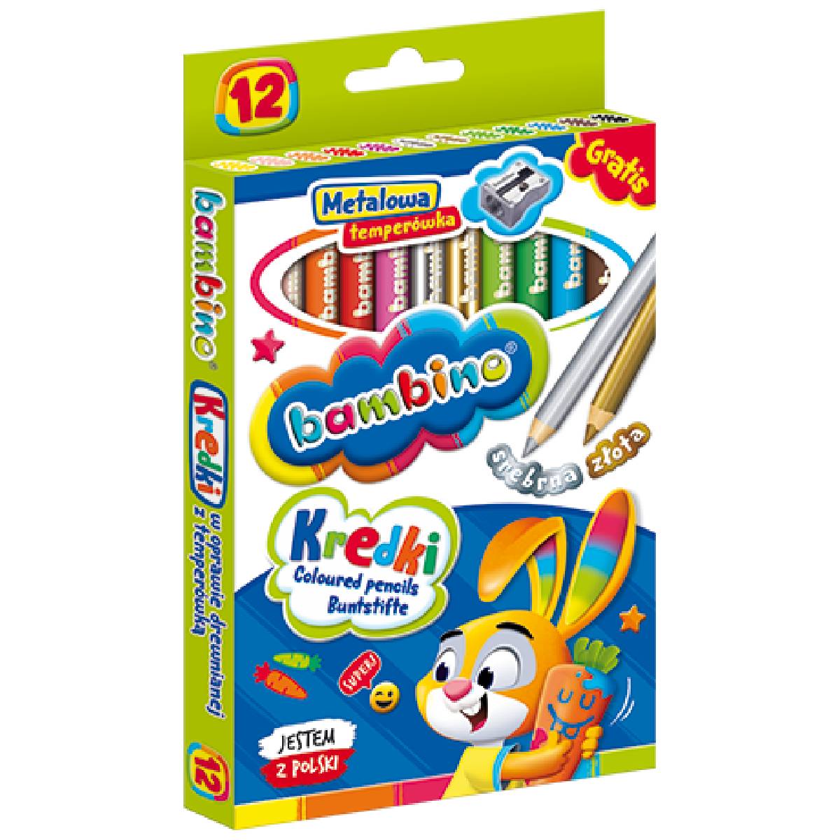 Bambino kredki w opr. drew. 12 kol. + temperówka